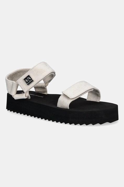 Armani Exchange sandale femei, culoarea bej, cu platforma, XDP064 XV928 01819