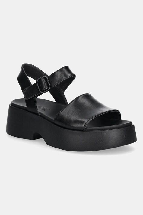 Camper sandale de piele Tasha femei, culoarea negru, cu platforma, K201659-006