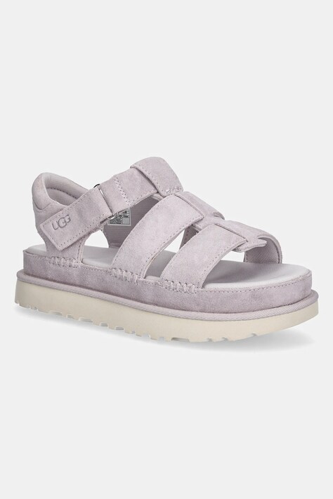 UGG sandale din piele intoarsa Goldenstar Strap femei, culoarea roz, cu platforma, 1137890-BYF