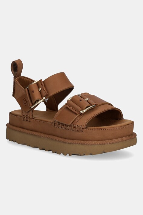 UGG sandale de piele Goldenstar Villa culoarea maro, cu platforma, 1167392-CHE