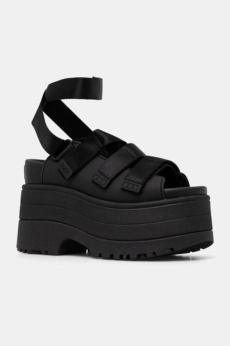 UGG sandale Goldenrise femei, culoarea negru, cu toc drept, 1167431-BLK