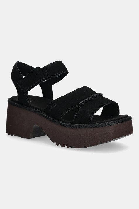 Semišové sandály UGG New Heights Ankle Strap černá barva, 1167475-BLK