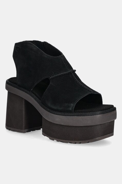 Semišové sandály UGG New Heights Platform černá barva, 1167479-BLK