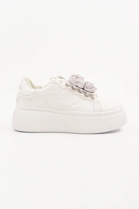 Karl Lagerfeld sneakers din piele KREEPER LO femei, culoarea alb, KL42310F