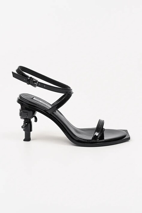 Karl Lagerfeld sandale de piele KARL NFT HEEL femei, culoarea negru, cu toc drept, KL39115
