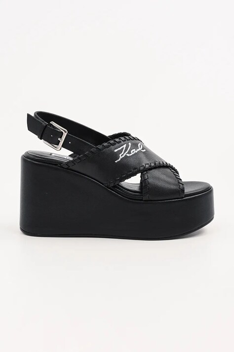 Karl Lagerfeld sandale de piele WENDY culoarea negru, KL33372