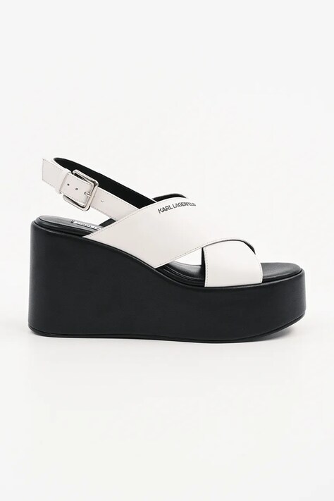 Karl Lagerfeld pantofi cu toc WENDY culoarea alb, KL33325