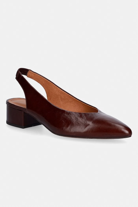 Jonak czółenka skórzane VINCE kolor brązowy na słupku z odkrytą piętą 3800065