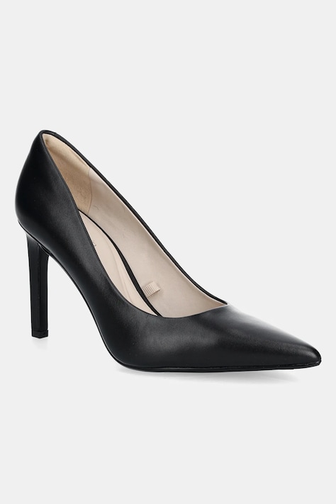 Calvin Klein stilettos de piele HEEL PUMP 90 - LTH culoarea negru, HW0HW02336