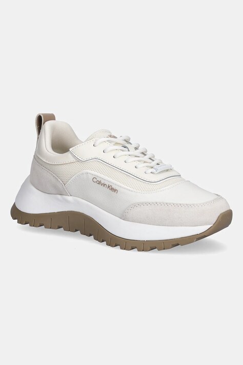 Calvin Klein sneakersy RUNNER LACE UP MESH MIX damskie kolor beżowy HW0HW02487