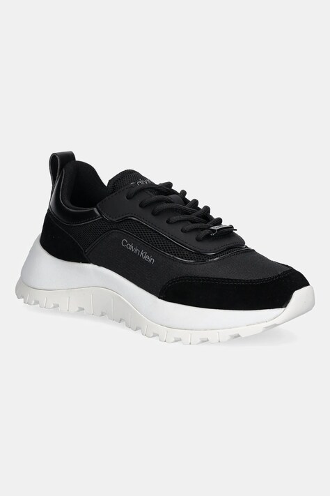 Calvin Klein sneakers RUNNER LACE UP MESH MIX femei, culoarea negru, HW0HW02487
