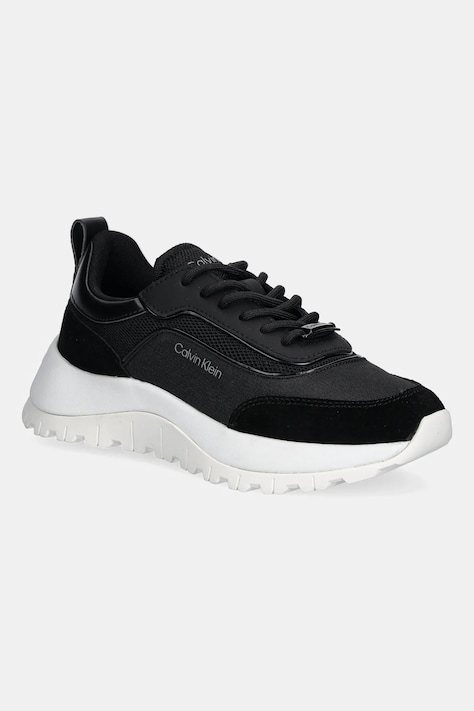 Calvin Klein sneakers RUNNER LACE UP MESH MIX femei, culoarea negru, HW0HW02487