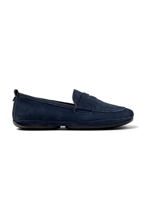 Camper mocasini de piele Right Nina femei, culoarea albastru marin, cu toc plat, K201421-015