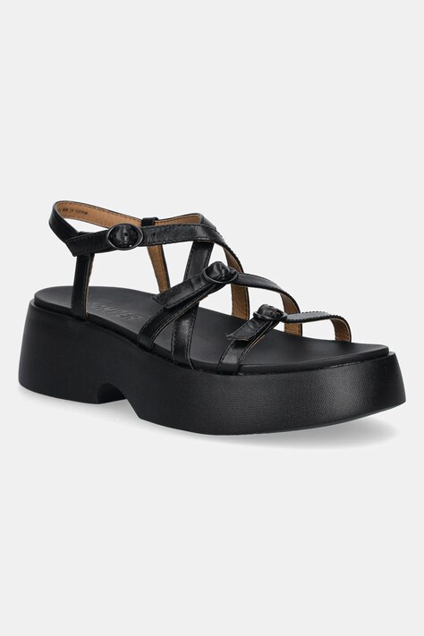 Camper sandale de piele Tasha femei, culoarea negru, cu platforma, K201713-001