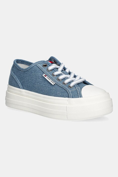 Tenisky Tommy Jeans FOXING FLATFORM LC modrá barva, EN0EN02736