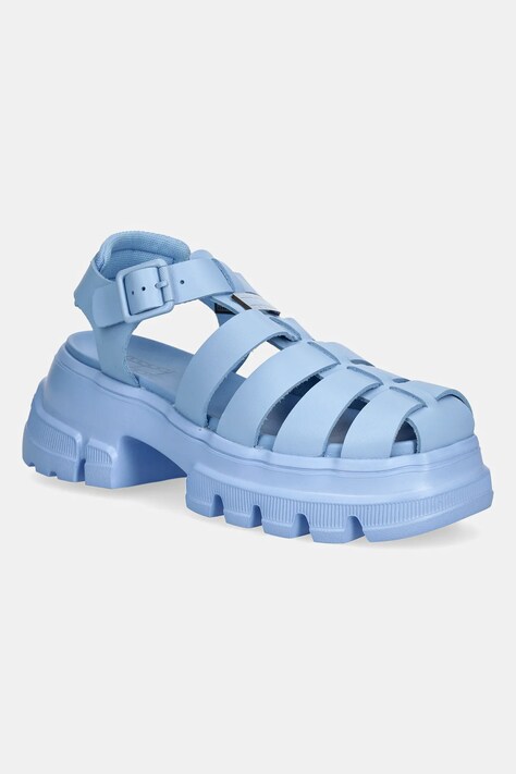 Tommy Jeans sandały skórzane FISHERMAN SANDAL damskie kolor niebieski na platformie EN0EN02751