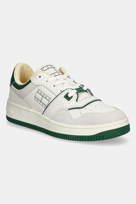 Tommy Jeans sneakers RETRO BASKET WASHED SUEDE femei, culoarea bej, EN0EN02773