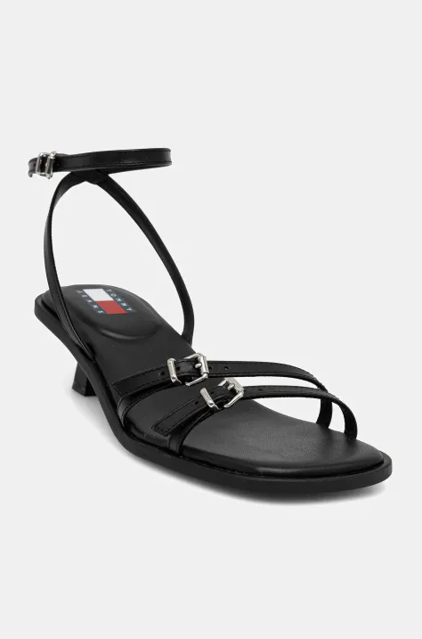 Кожаные сандалии Tommy Jeans THE NOHO SANDAL цвет чёрный EN0EN02779
