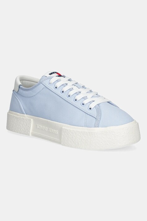 Sneakers boty Tommy Jeans FLATFORM CANVAS SNEAKER modrá barva, EN0EN02792