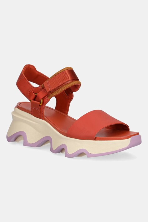 Kožené sandály Sorel KINETIC IMPACT Y dámské, oranžová barva, na platformě, 2030461851