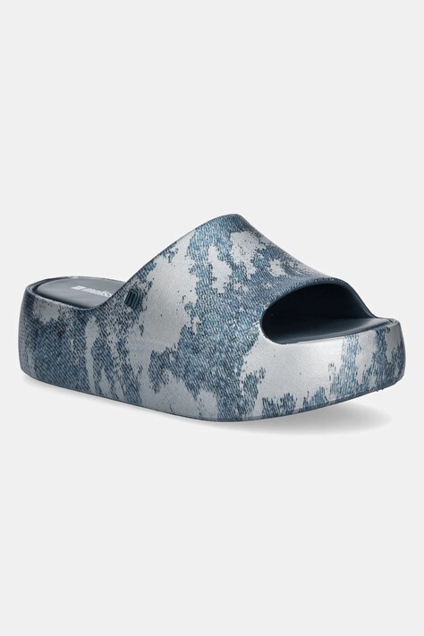 Pantofle Melissa FREE PLATFORM SLIDE DENIM dámské, modrá barva, na platformě, M 36149