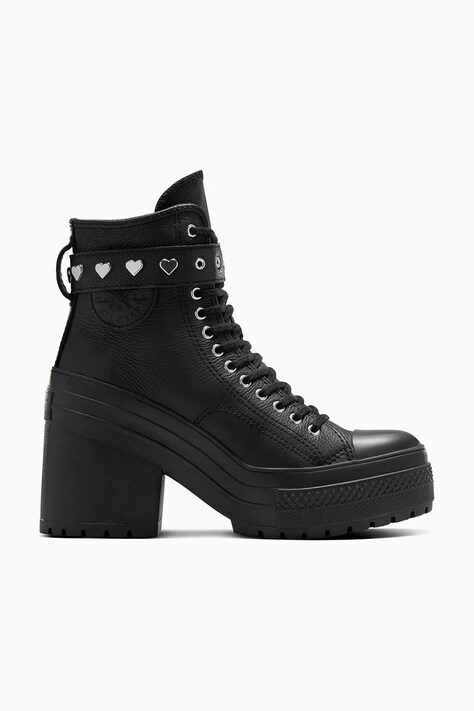 Kožené kecky Converse Chuck 70 De Luxe Heel Valentine's Day černá barva, A10634C