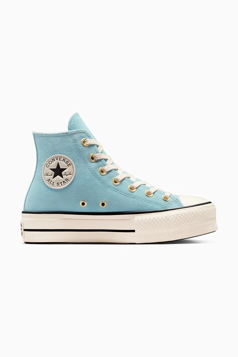 Converse tenisi din piele intoarsa Chuck Taylor All Star Lift culoarea turcoaz, A13824C