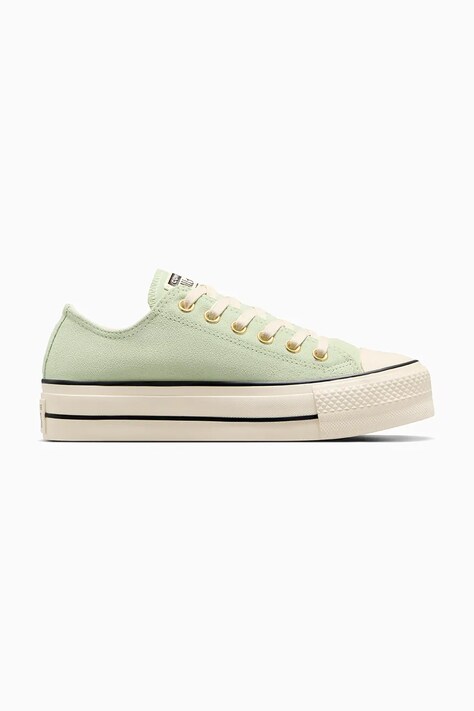 Semišové tenisky Converse Chuck Taylor All Star Lift zelená barva, A13825C