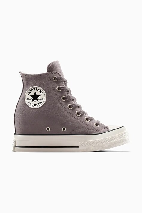 Converse teniși din piele întoarsă Chuck 70 Wedge culoarea maro, A13834C
