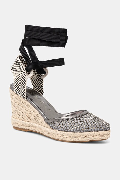 Guess espadrile CHARMI culoarea negru, toc pana, FLJCHA FAB04