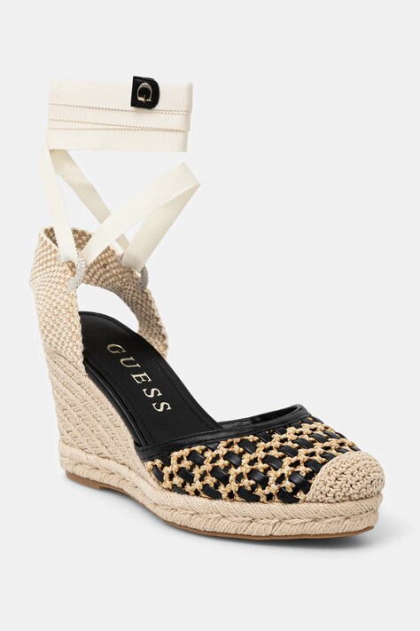 Guess espadrile CYRENAM culoarea negru, toc pana, FLJNAM FAB04
