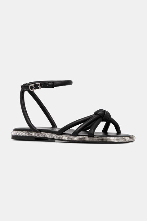 Guess sandale de piele SLONE femei, culoarea negru, FLJSLO LEA03
