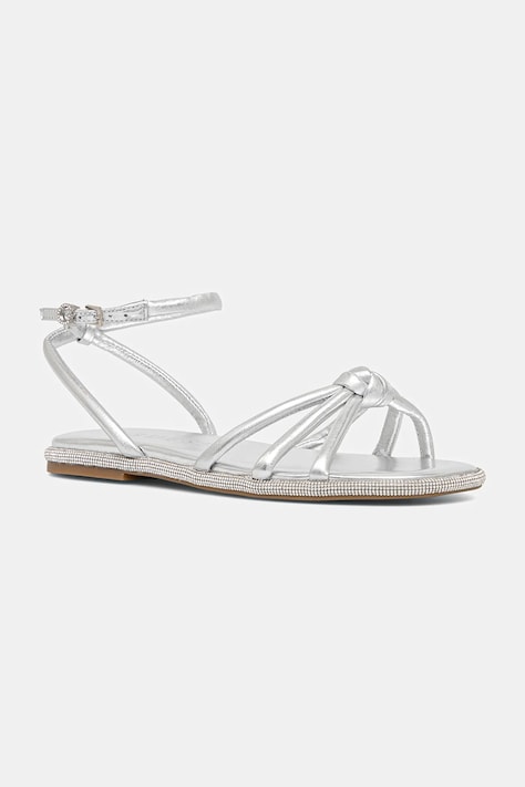 Guess sandali in pelle SLONE donna colore argento FLJSLO LEM03