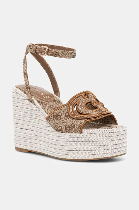 Sandály Guess TANVEEY hnědá barva, FLJTEE FAL04