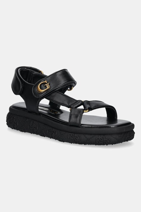 Guess sandale lânăRA femei, culoarea negru, cu platforma, FLJLAN ELE03
