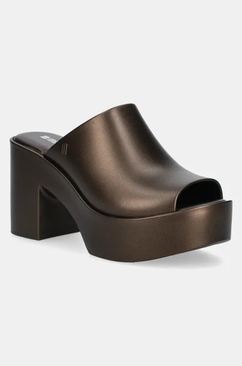 Melissa papuci MELISSA MULE HYPE METALLIC AD femei, culoarea maro, cu toc drept, M 36497.BI597