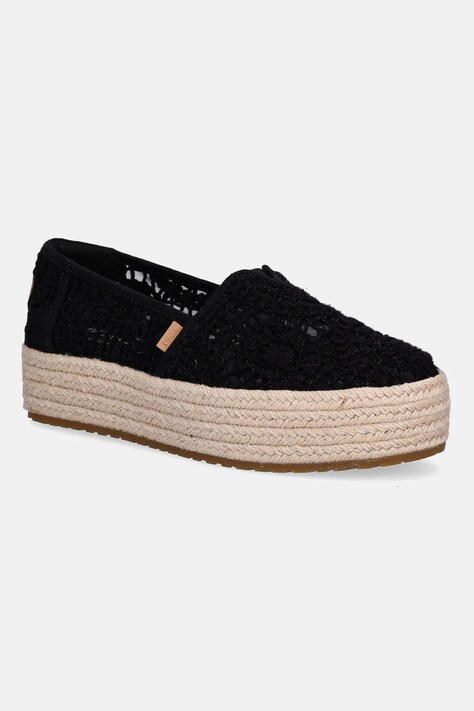 Toms espadrile CROCHET LACE culoarea negru, cu platforma, 10021913