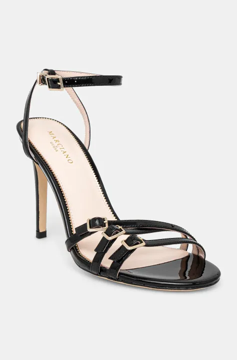 Guess sandale de piele STRAPPY BUCKLE SANDAL culoarea negru, 5GGZ27 7231A