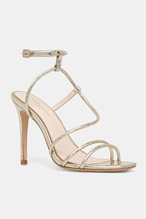 Kožené sandály Guess STRAPPY HEELS zlatá barva, 5GGZ34 7325A