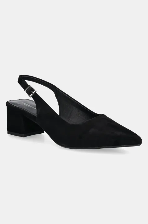 Vagabond Shoemakers czółenka zamszowe MARTA kolor czarny na słupku z odkrytą piętą 5928-140-20