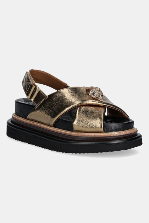 Kurt Geiger London sandale de piele Orson Cross Strap Sandal femei, culoarea auriu, cu platforma, 9992260109