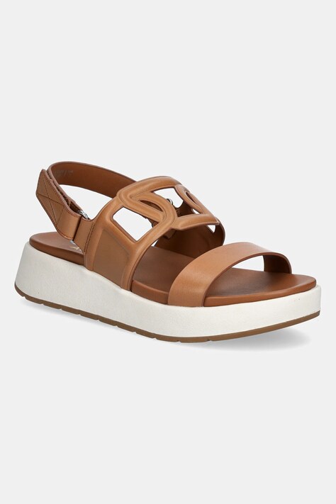 Aldo sandale de piele ONUVIA femei, culoarea maro, cu platforma, 13965197