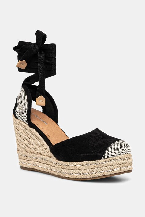 Espadrilky U.S. Polo Assn. STEFY černá barva, na klínku, STEFY001W/5HT2