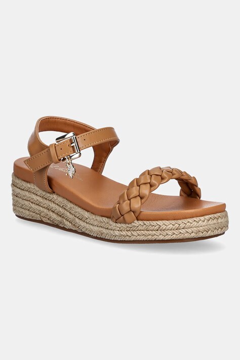 Sandály U.S. Polo Assn. ASTRID dámské, hnědá barva, na klínku, ASTRID001W/5Y1