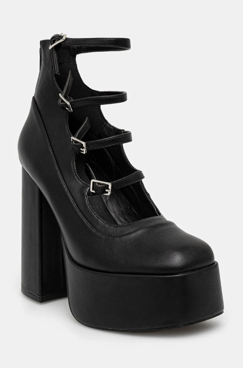 Salonarji Koi Footwear GURREN BLACK STRAPPY PLATFORM HEELS črna barva, DBP17