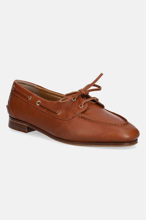 Bally mocasini de piele femei, culoarea maro, cu toc plat, WF002V