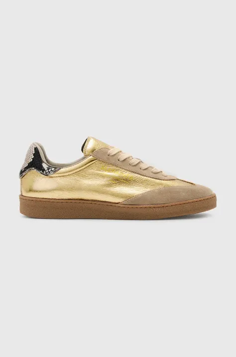 Kožené sneakers boty AllSaints Thelma Metallic Sneaker zlatá barva, W072FB