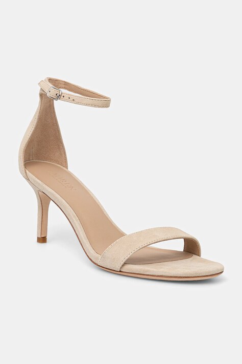 Lauren Ralph Lauren sandale din piele întoarsă Allie Mid culoarea bej, 802959175008