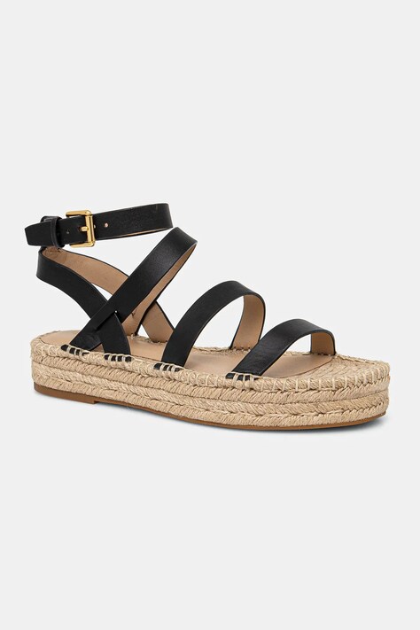 Lauren Ralph Lauren espadrile de piele Polly Gldtr culoarea negru, cu platforma, 802961839002