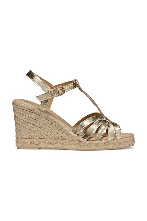 Geox espadrile de piele D GELSA culoarea auriu, toc pana, D55TPA 000CF C2012